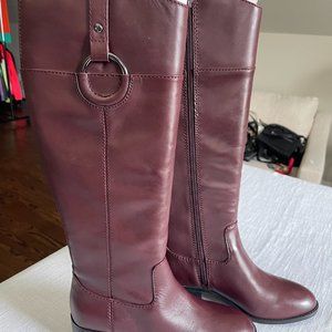 NWT - ALFANI Women's Bexley Riding Leather Boots, size 7 (wine color)